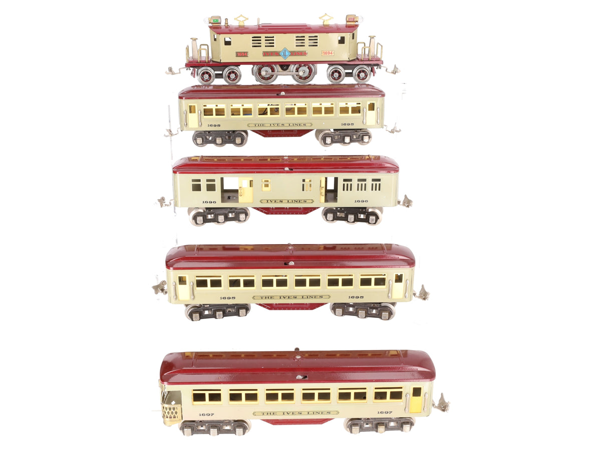 Williams O Reproduction Ives Lines Electric Locomotive & Passenger Cars (5)