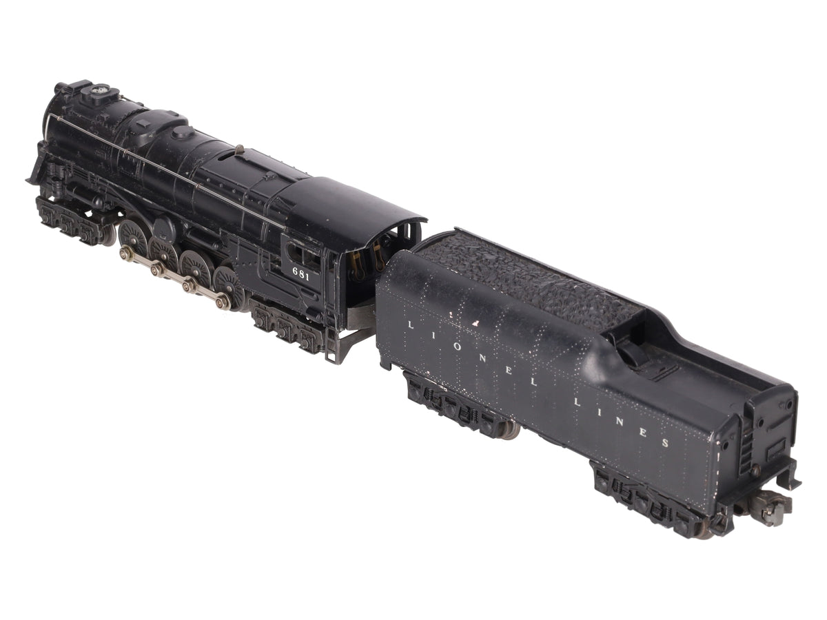 Lionel 681 Vintage O Diecast 6-8-6 S2 Steam Locomotive & 2671WX Tender VG