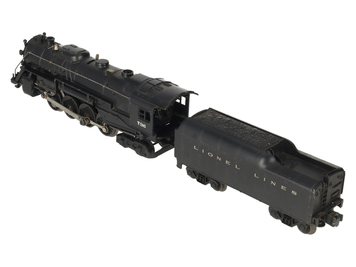 Lionel 736 Vintage O 2-8-4 Lionel Lines Diecast Steam Locomotive w/ 2046W Tender