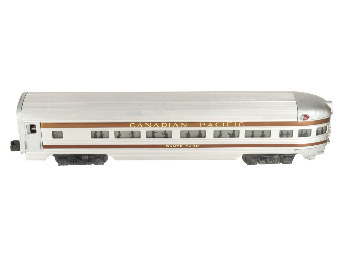 Lionel 2551 Vintage O Canadian Pacific Banff Park Aluminum Observation Car EX