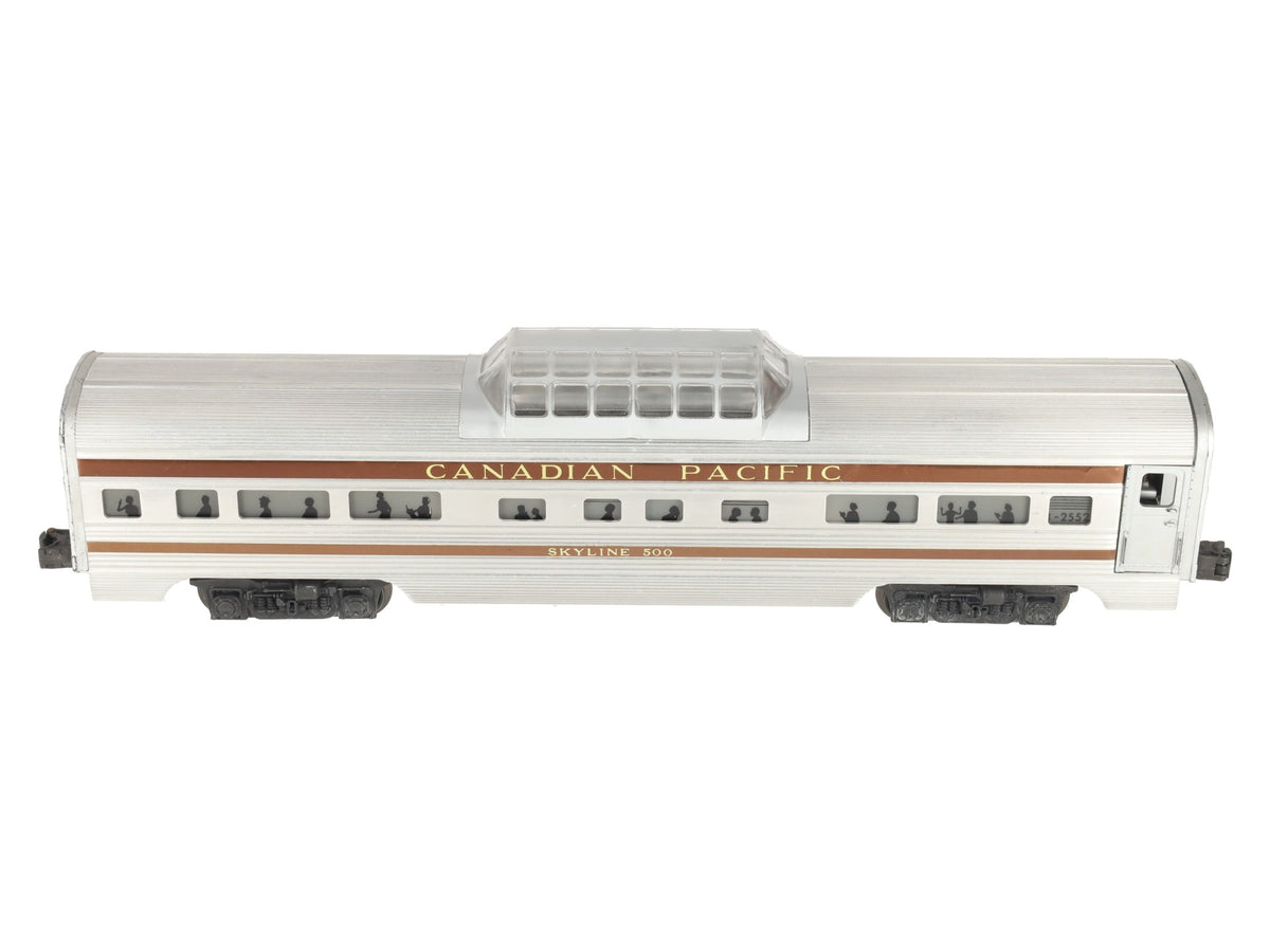 Lionel 2552 Vintage O Canadian Pacific Skyline 500 Aluminum Vista Dome Car EX