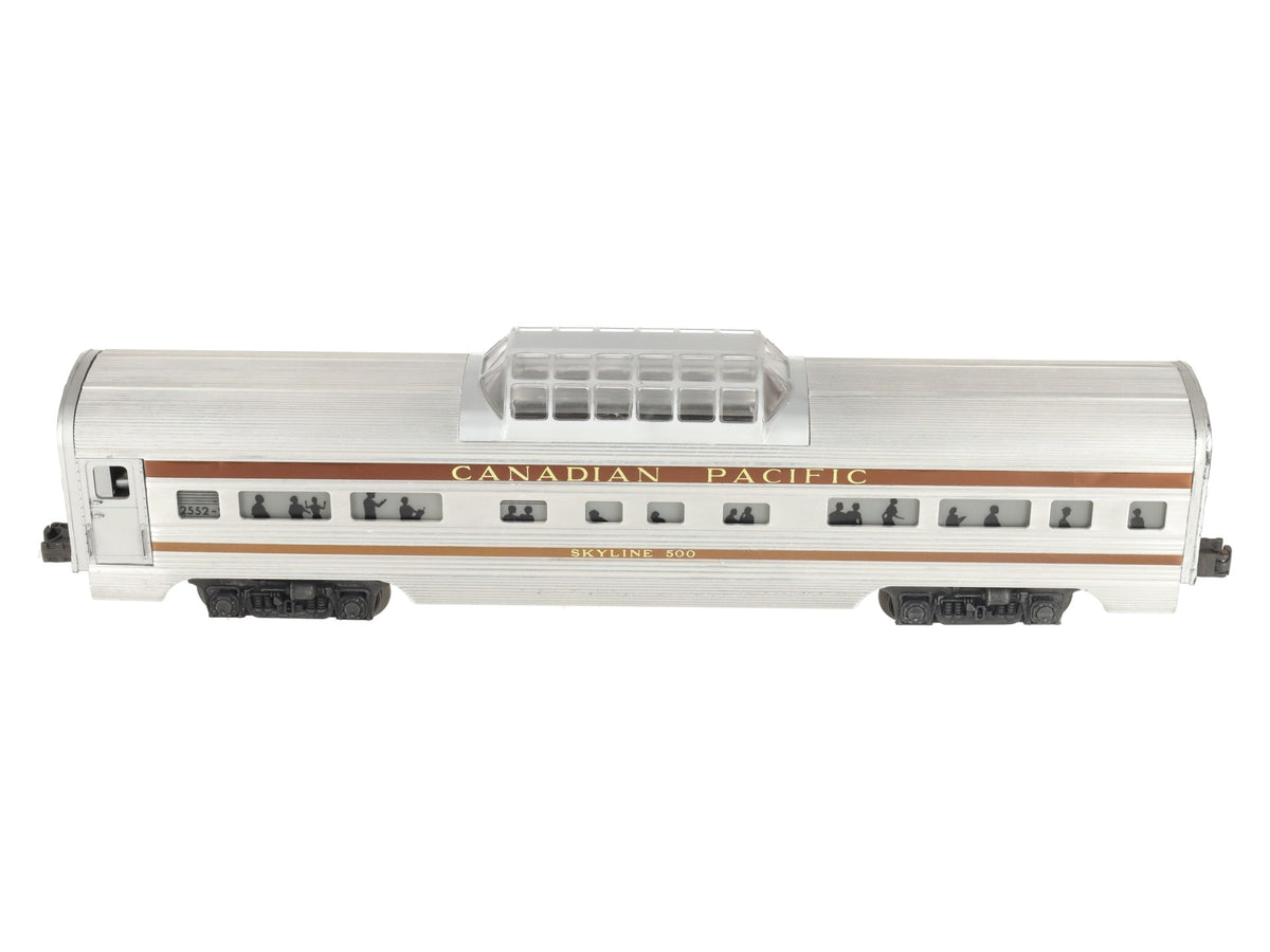 Lionel 2552 Vintage O Canadian Pacific Skyline 500 Aluminum Vista Dome Car EX