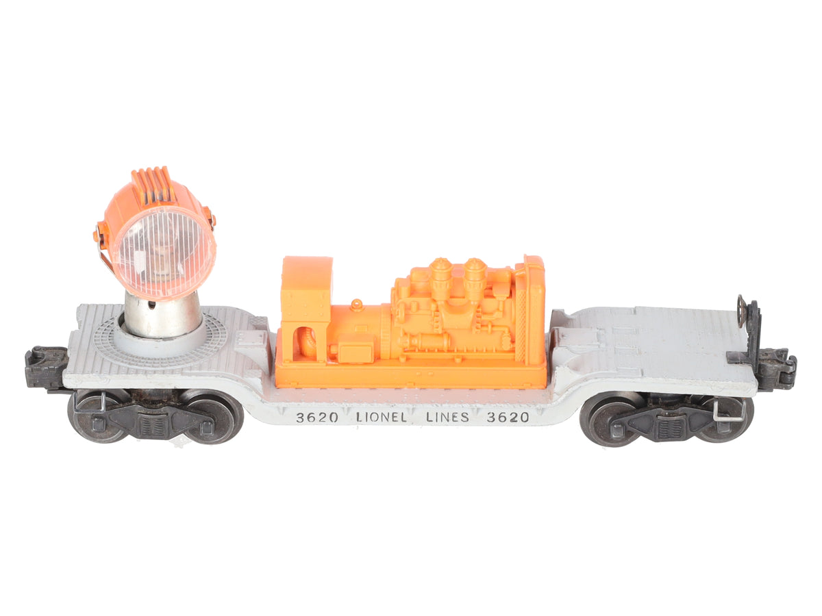Lionel 3620 Vintage O Operating Searchlight Car Orange Searchlight - RARE! VG