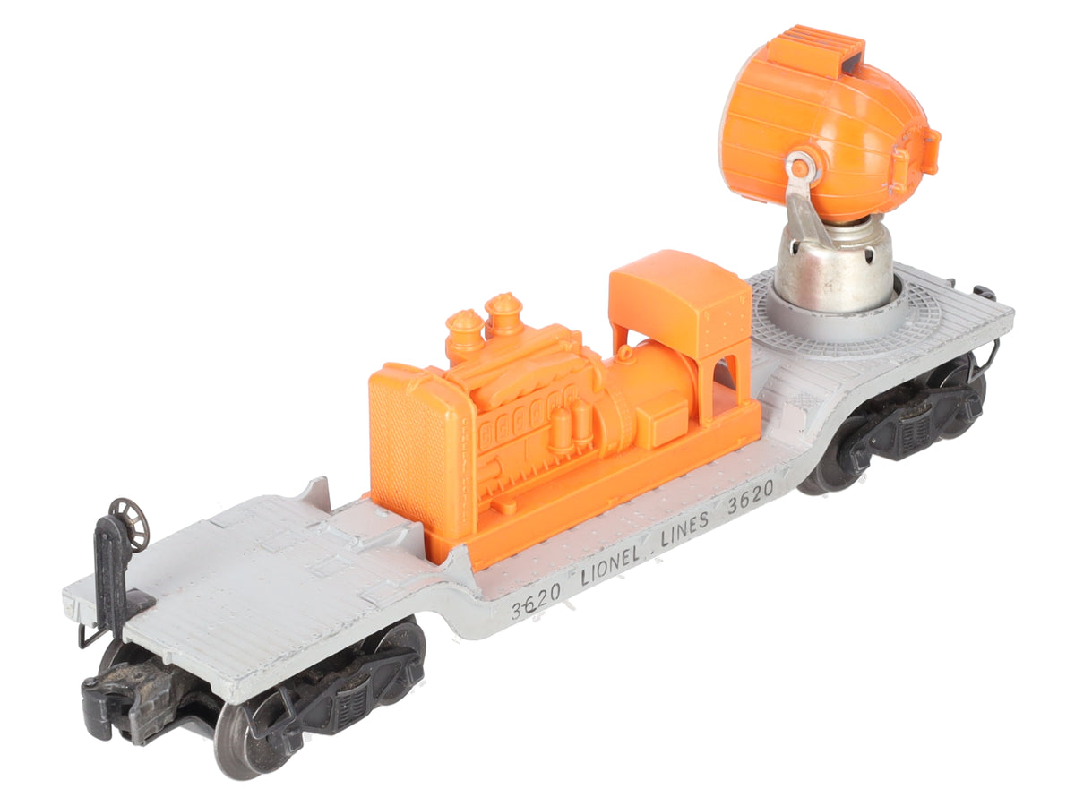 Lionel 3620 Vintage O Operating Searchlight Car Orange Searchlight - RARE! VG