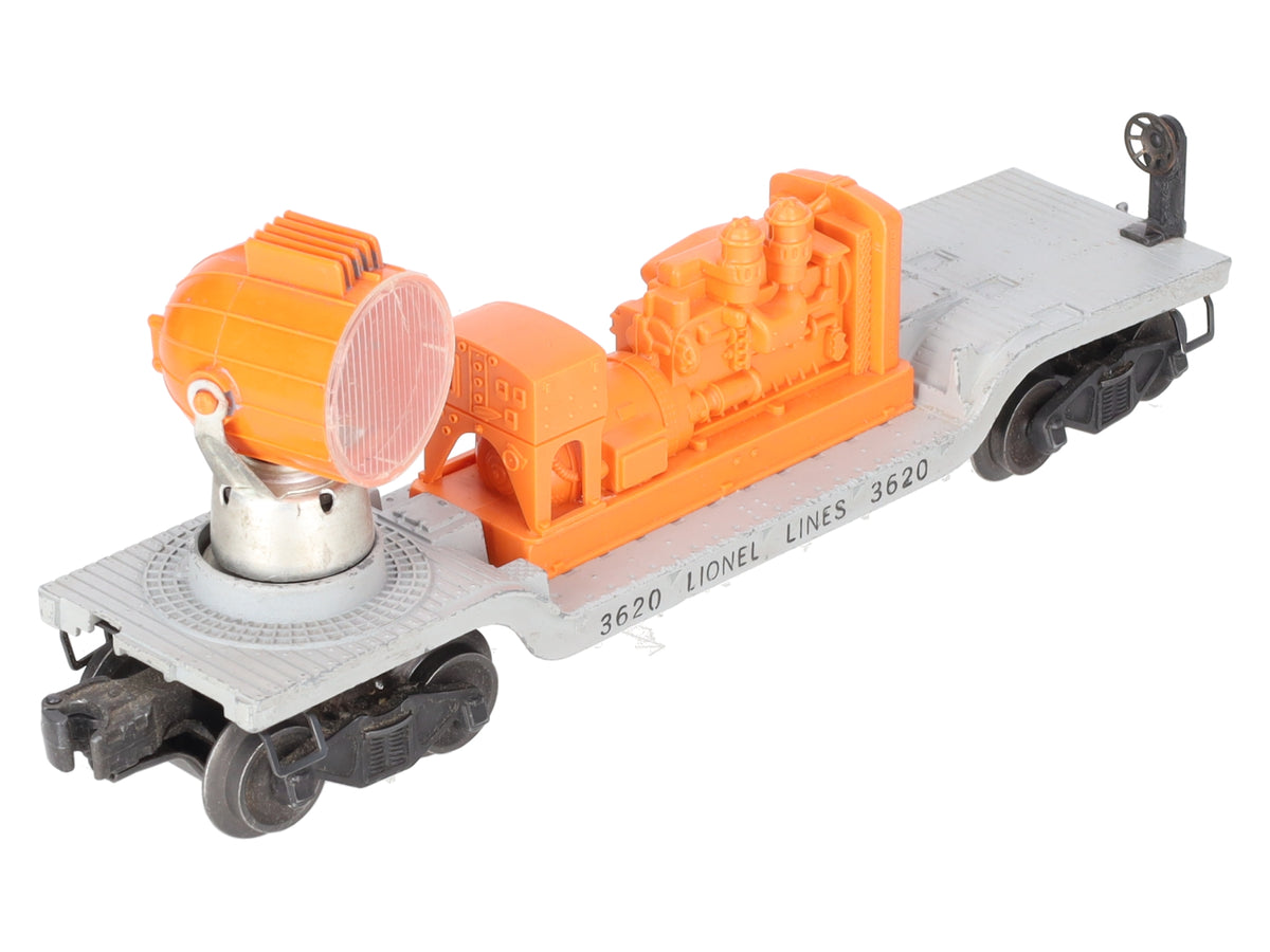 Lionel 3620 Vintage O Operating Searchlight Car Orange Searchlight - RARE! VG
