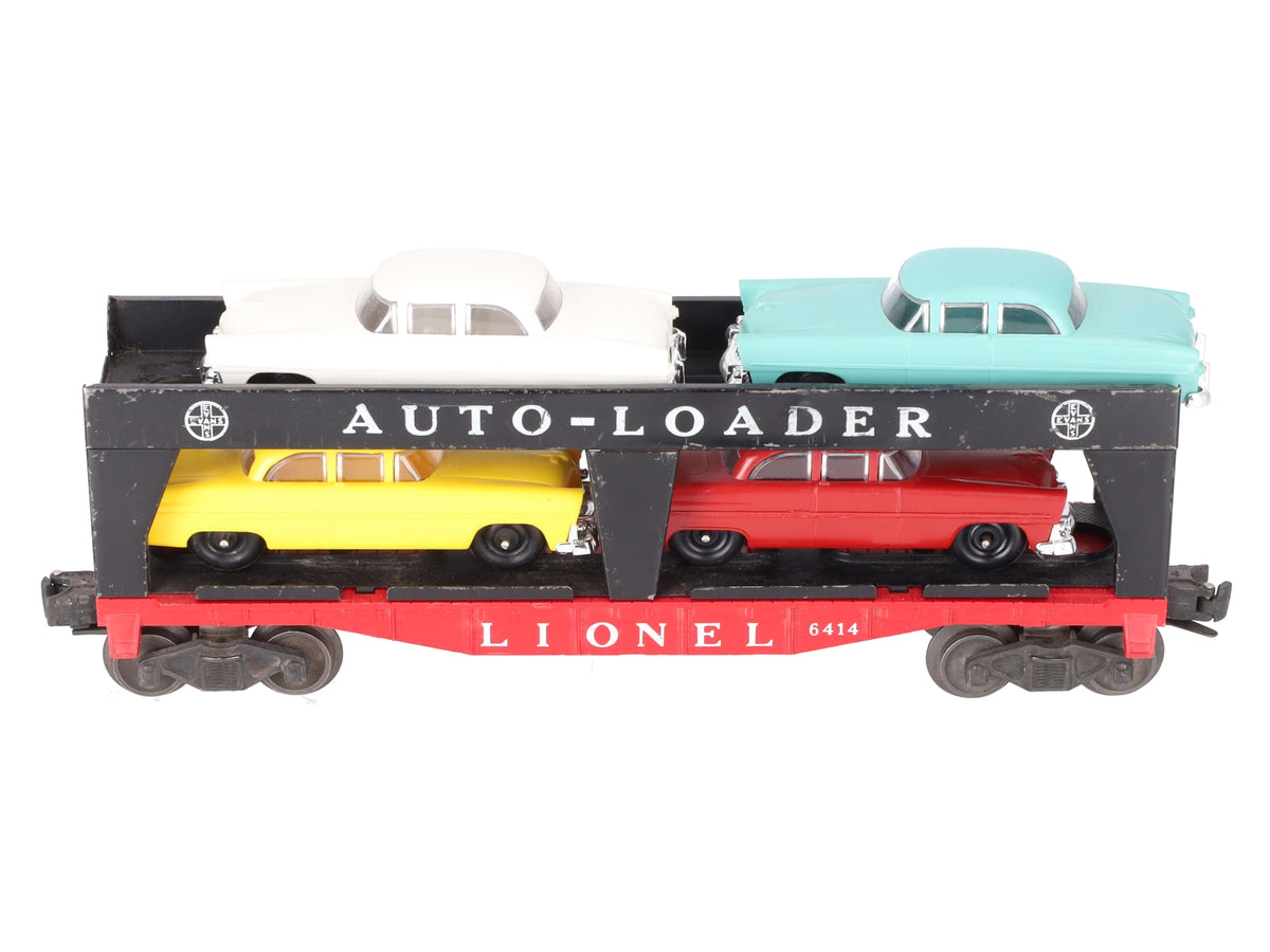 Lionel 6414 Vintage O Gauge Postwar Evans Autoloader with 4 Automobiles VG