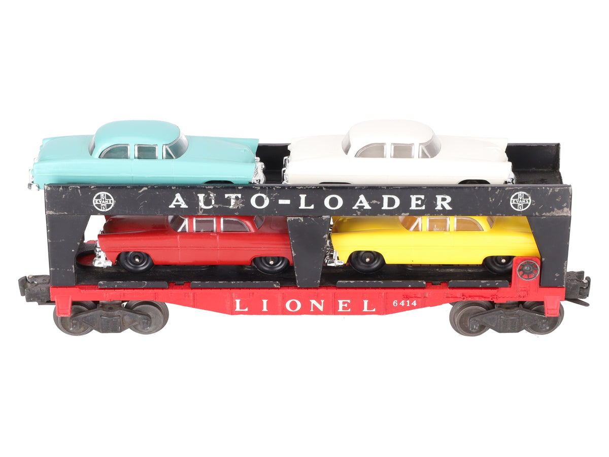 Lionel 6414 Vintage O Gauge Postwar Evans Autoloader with 4 Automobiles VG