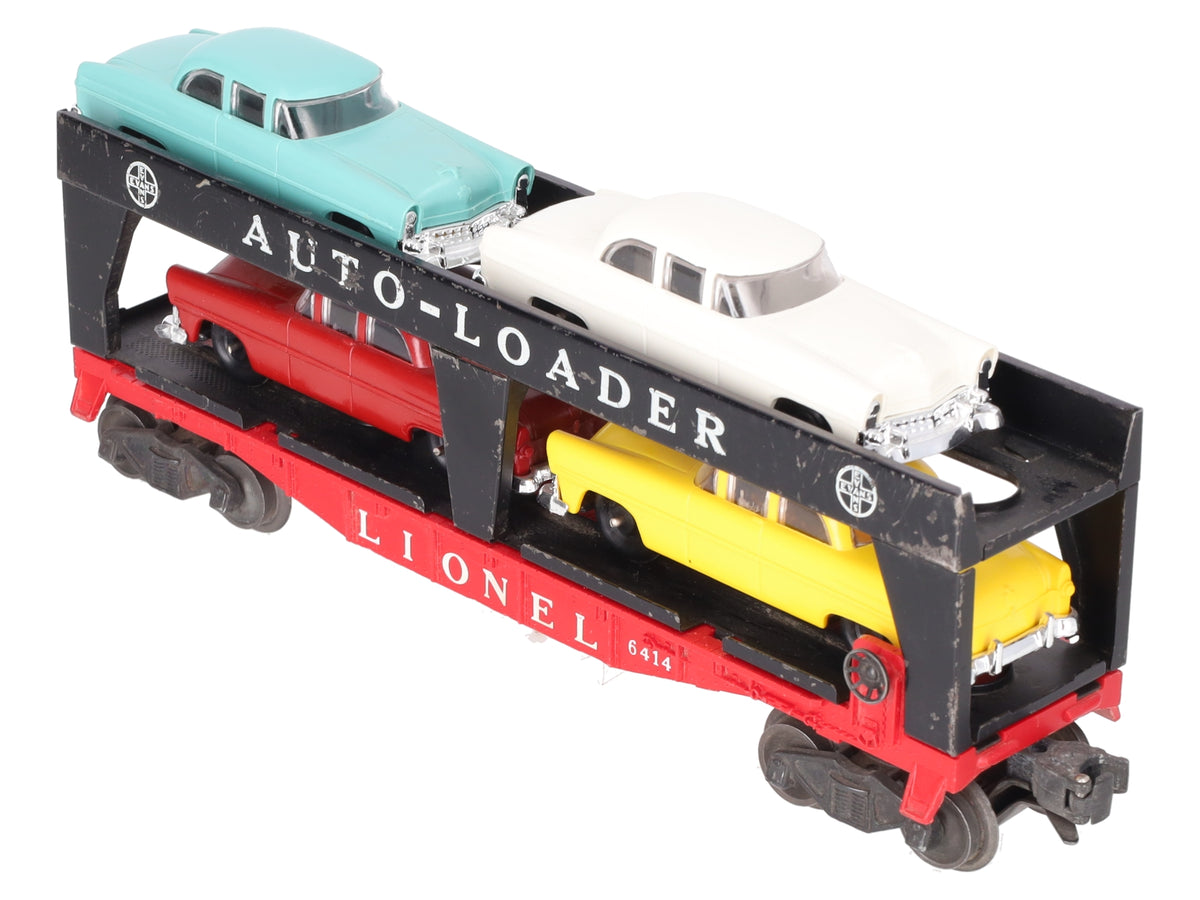 Lionel 6414 Vintage O Gauge Postwar Evans Autoloader with 4 Automobiles VG