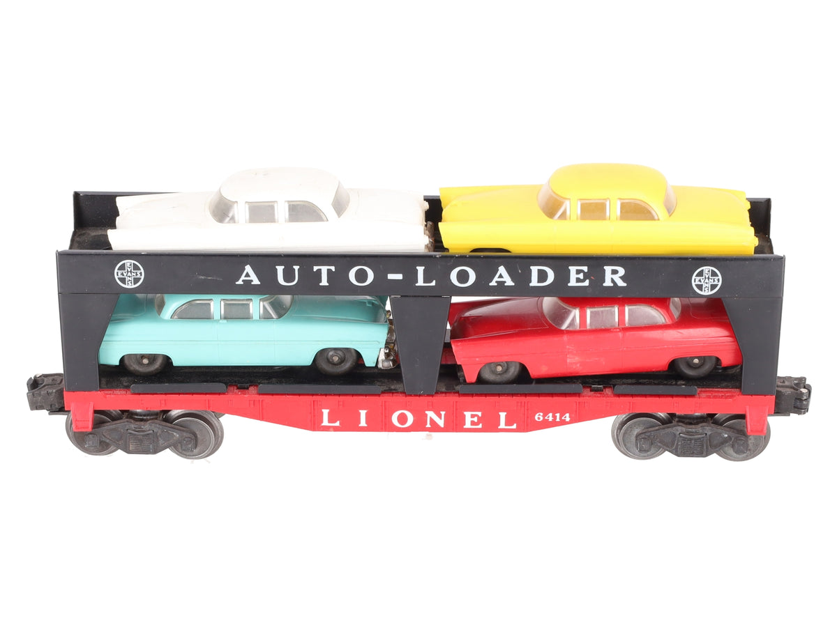 Lionel 6414 Vintage O Gauge Postwar Evans Autoloader with 4 Automobiles VG