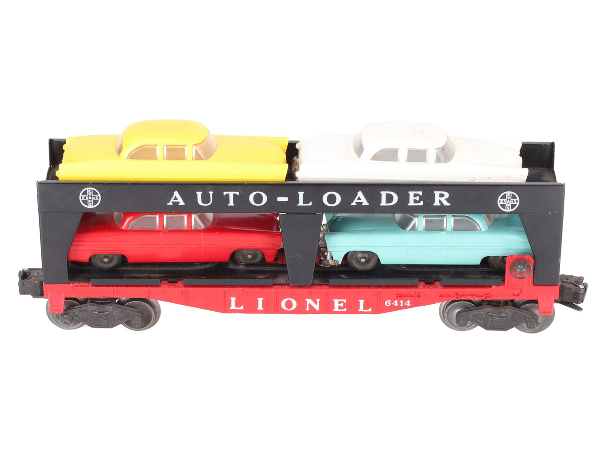 Lionel 6414 Vintage O Gauge Postwar Evans Autoloader with 4 Automobiles VG