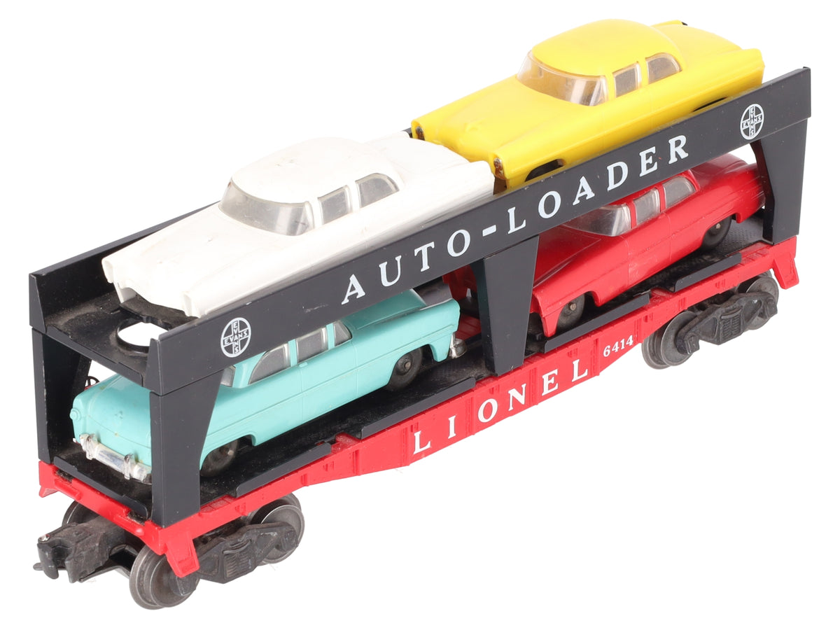 Lionel 6414 Vintage O Gauge Postwar Evans Autoloader with 4 Automobiles VG