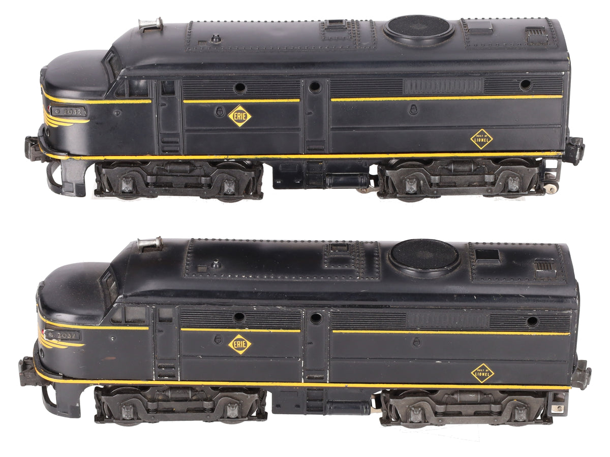 Lionel 2032 Vintage O Gauge Erie Alco AA Diesel Locomotive Set VG