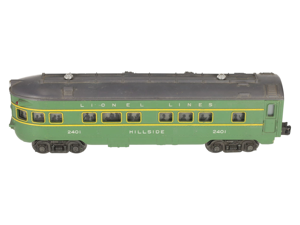 Lionel 2401 Vintage O Gauge Lionel Lines Green/Gray Hillside Observation Car VG