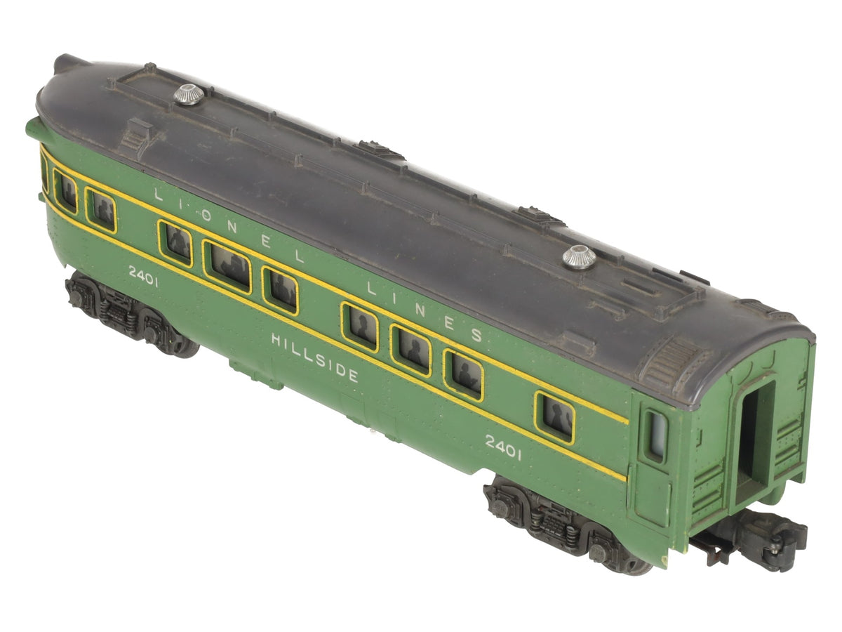 Lionel 2401 Vintage O Gauge Lionel Lines Green/Gray Hillside Observation Car VG