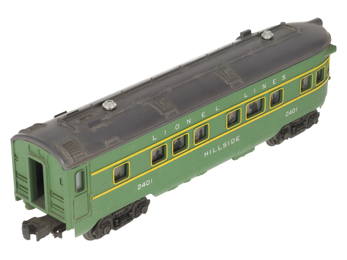 Lionel 2401 Vintage O Gauge Lionel Lines Green/Gray Hillside Observation Car VG
