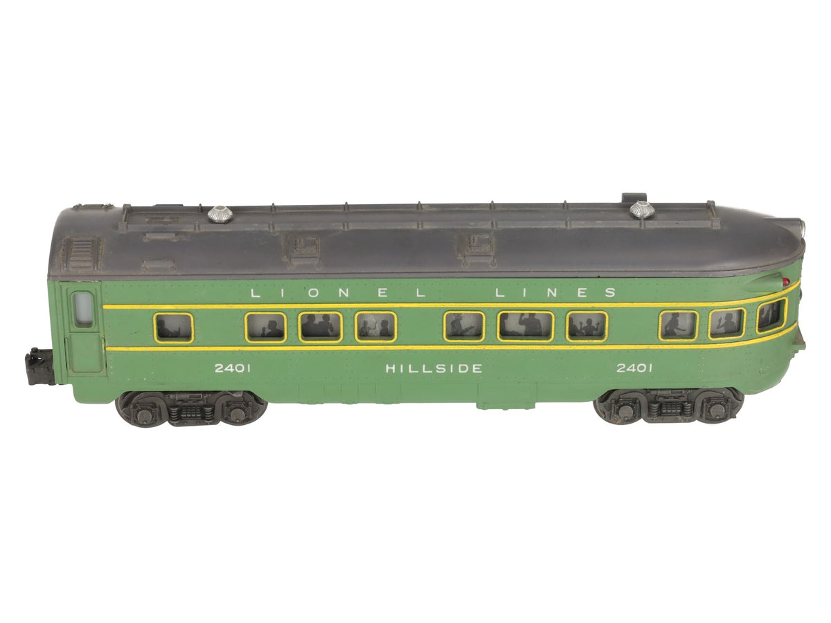 Lionel 2401 Vintage O Gauge Lionel Lines Green/Gray Hillside Observation Car VG