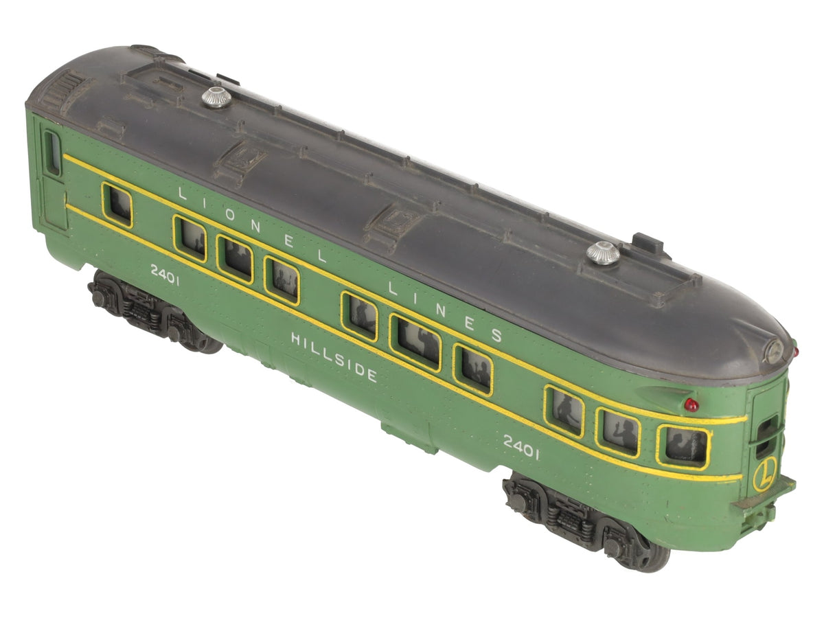 Lionel 2401 Vintage O Gauge Lionel Lines Green/Gray Hillside Observation Car VG
