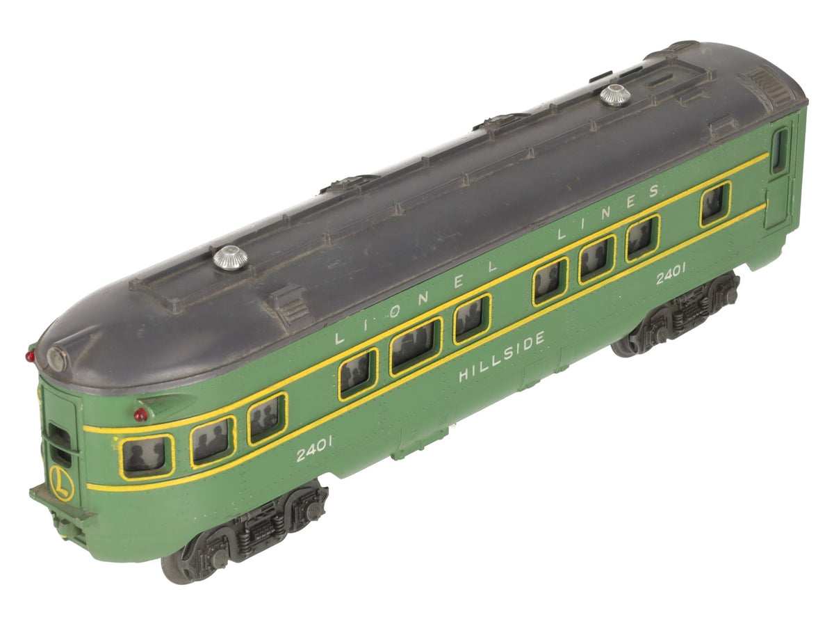 Lionel 2401 Vintage O Gauge Lionel Lines Green/Gray Hillside Observation Car VG