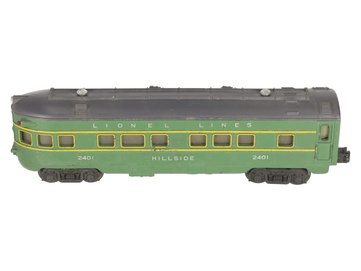 Lionel 2401 Vintage O Gauge Lionel Lines Green/Gray Hillside Observation Car VG