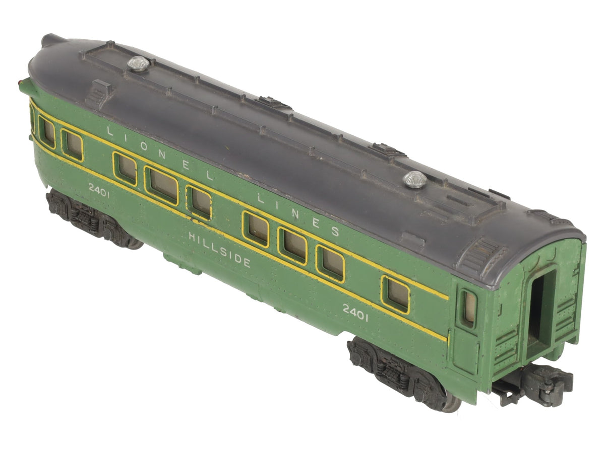 Lionel 2401 Vintage O Gauge Lionel Lines Green/Gray Hillside Observation Car VG