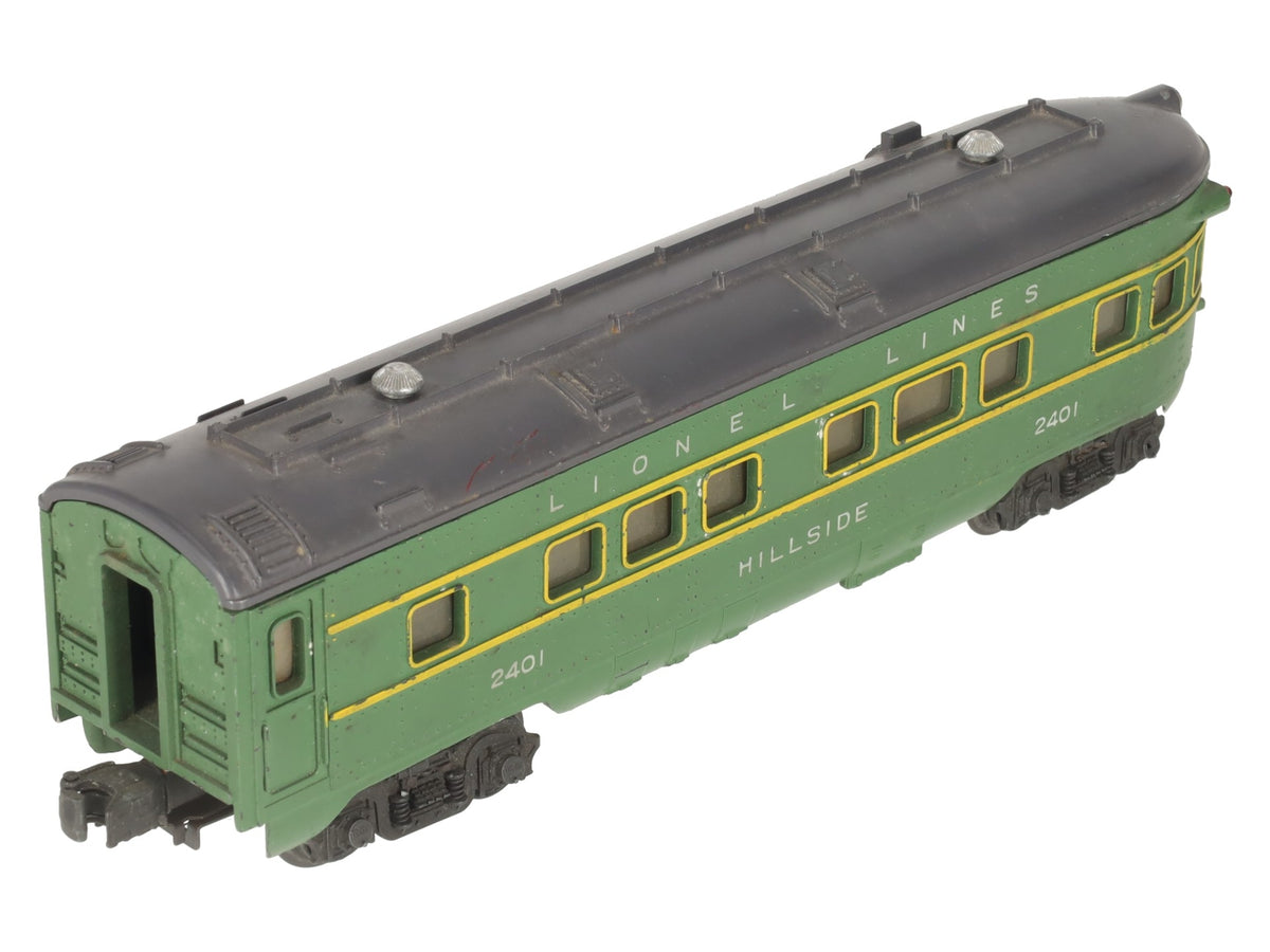 Lionel 2401 Vintage O Gauge Lionel Lines Green/Gray Hillside Observation Car VG