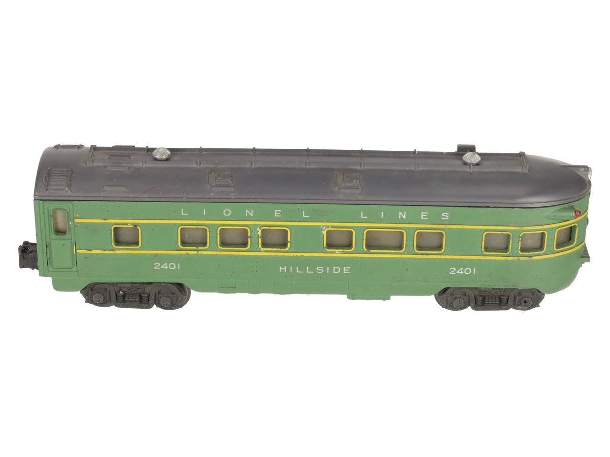 Lionel 2401 Vintage O Gauge Lionel Lines Green/Gray Hillside Observation Car VG