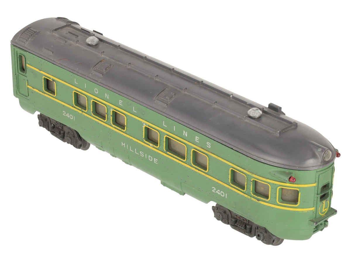 Lionel 2401 Vintage O Gauge Lionel Lines Green/Gray Hillside Observation Car VG