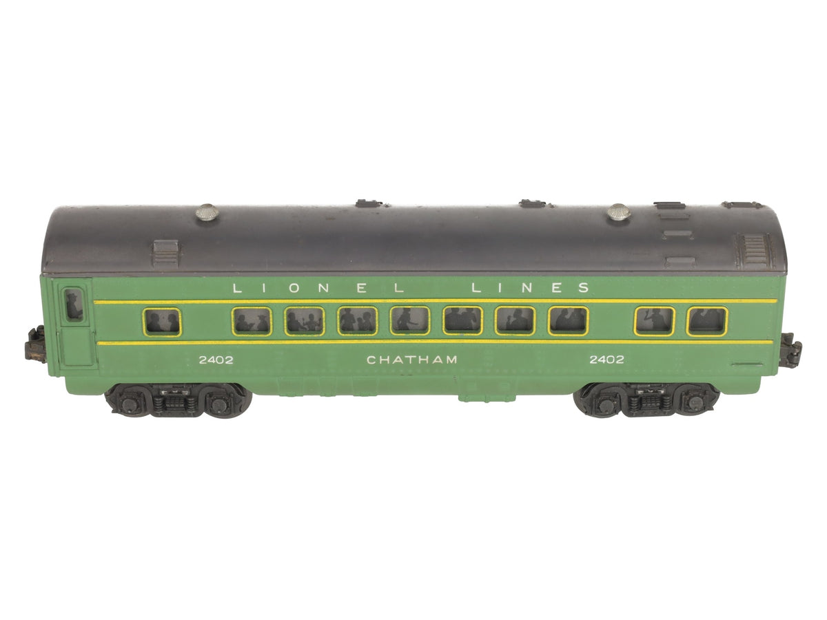 Lionel 2402 Vintage O Gauge Postwar Lionel Lines Green/Gray Chatham Pullman Car VG