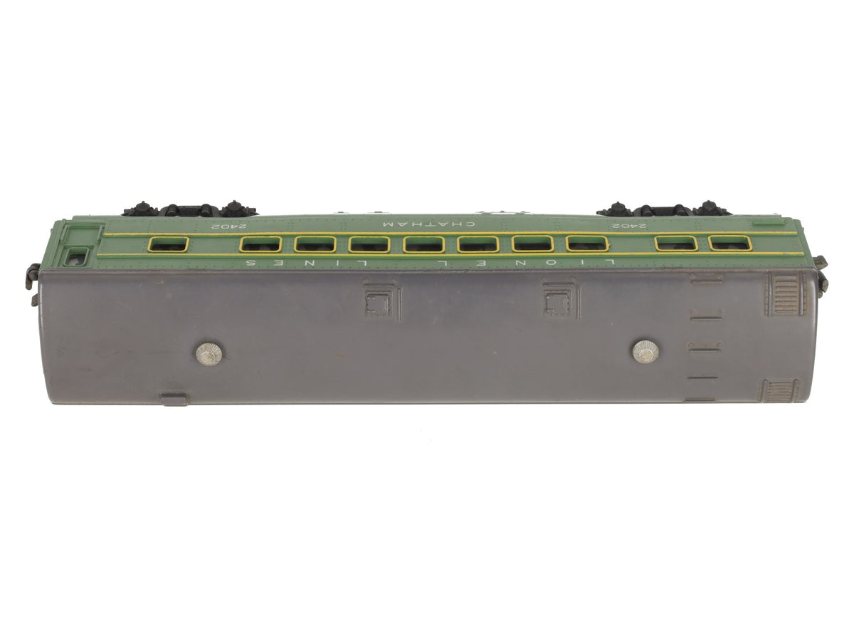 Lionel 2402 Vintage O Gauge Postwar Lionel Lines Green/Gray Chatham Pullman Car VG