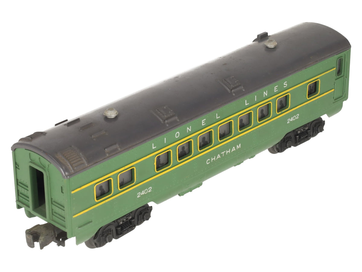 Lionel 2402 Vintage O Gauge Postwar Lionel Lines Green/Gray Chatham Pullman Car VG