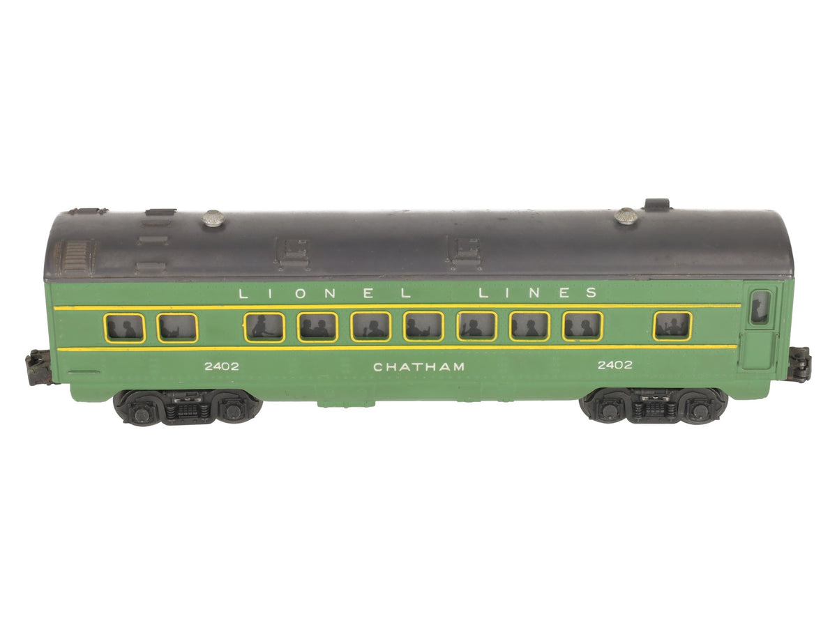 Lionel 2402 Vintage O Gauge Postwar Lionel Lines Green/Gray Chatham Pullman Car VG