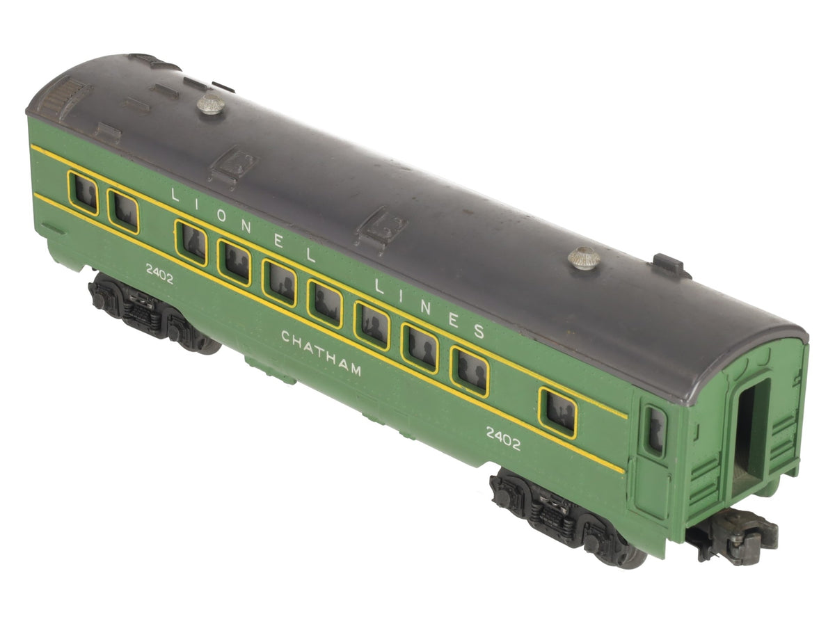Lionel 2402 Vintage O Gauge Postwar Lionel Lines Green/Gray Chatham Pullman Car VG