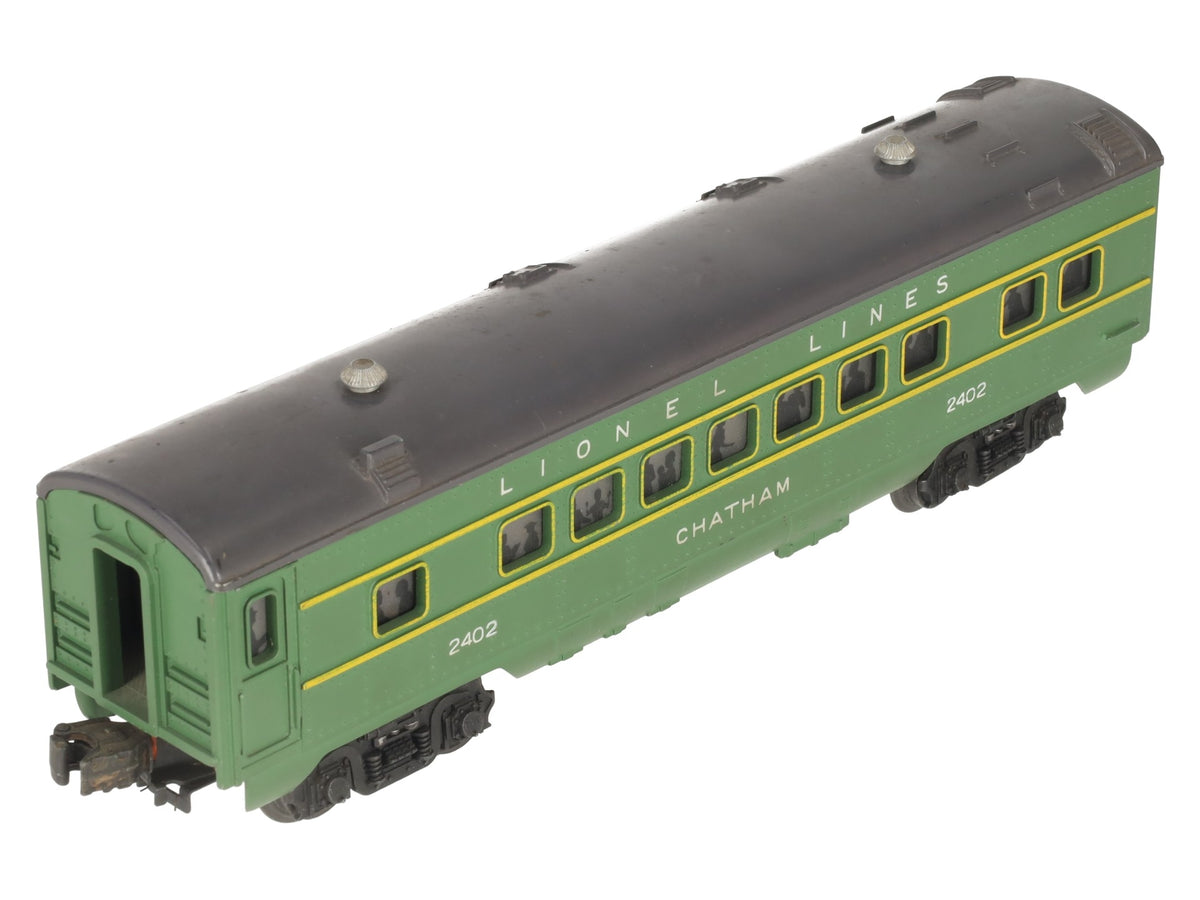 Lionel 2402 Vintage O Gauge Postwar Lionel Lines Green/Gray Chatham Pullman Car VG