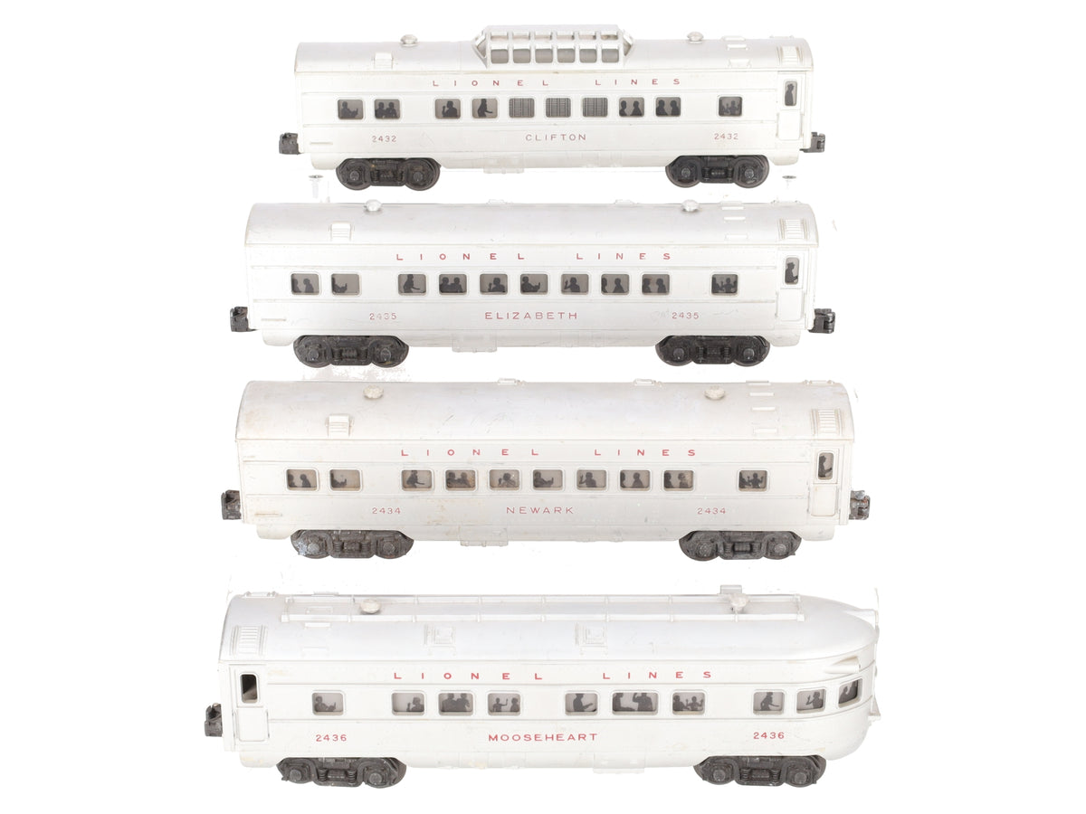 Lionel Vintage O Gauge New Jersey Passenger Cars #2435, #2432, #2434, #2436 [4] VG