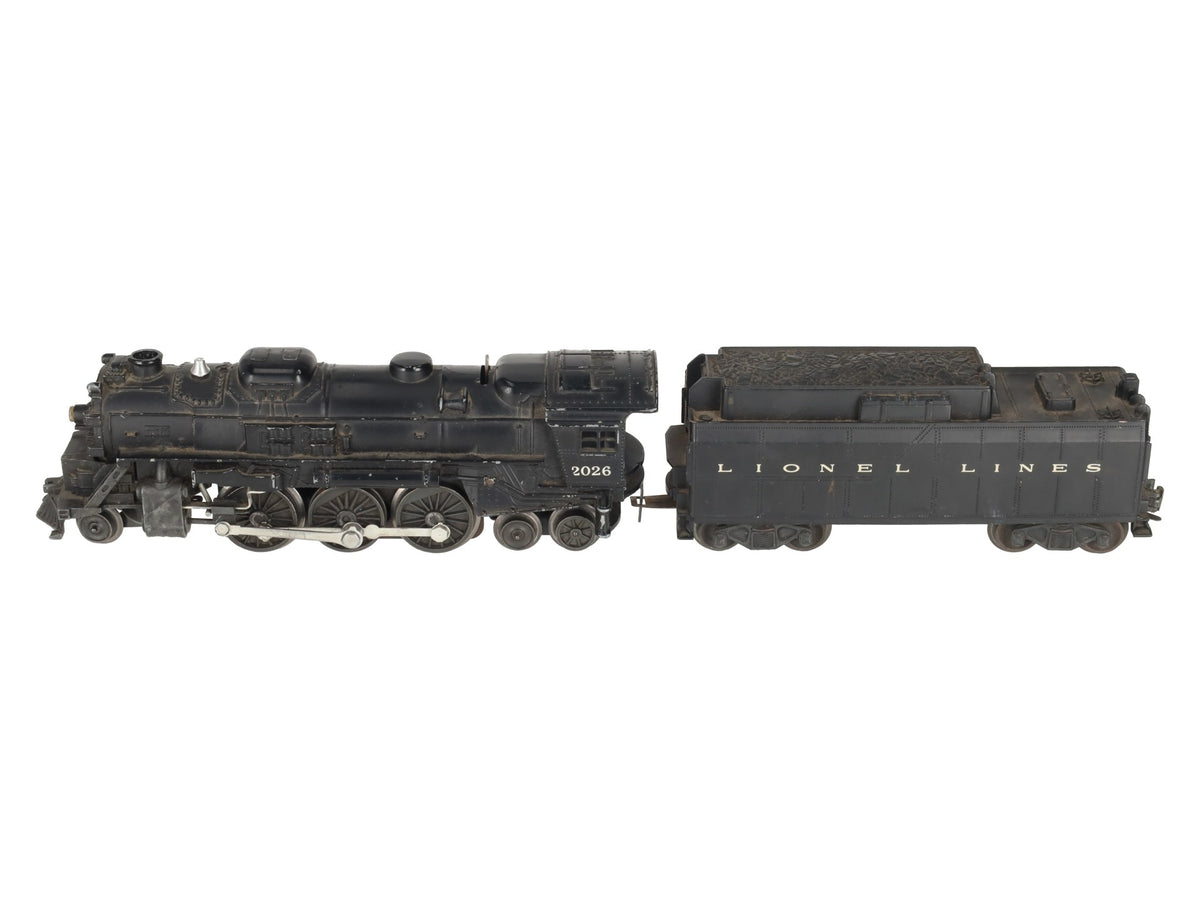 Lionel 2026 Vintage O 2-6-4 Diecast Steam Locomotive & 6026W Tender VG