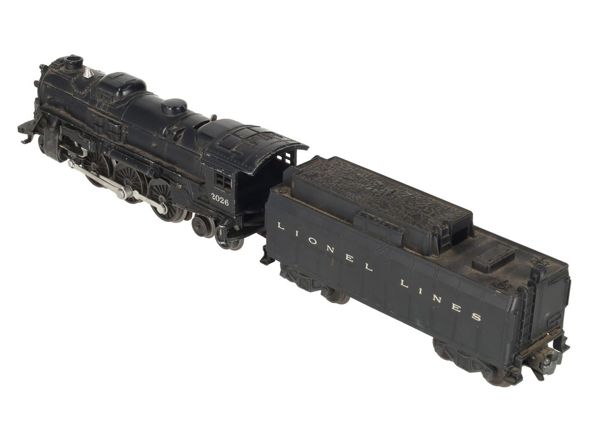 Lionel 2026 Vintage O 2-6-4 Diecast Steam Locomotive & 6026W Tender VG
