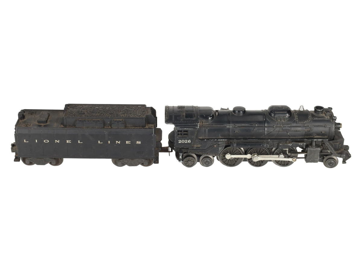 Lionel 2026 Vintage O 2-6-4 Diecast Steam Locomotive & 6026W Tender VG
