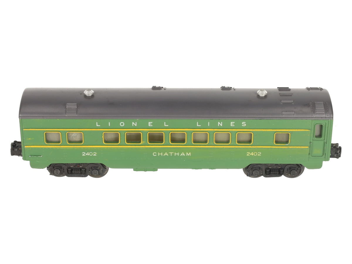 Lionel 2402 Vintage O Gauge Postwar Lionel Lines Green/Gray Chatham Pullman Car VG