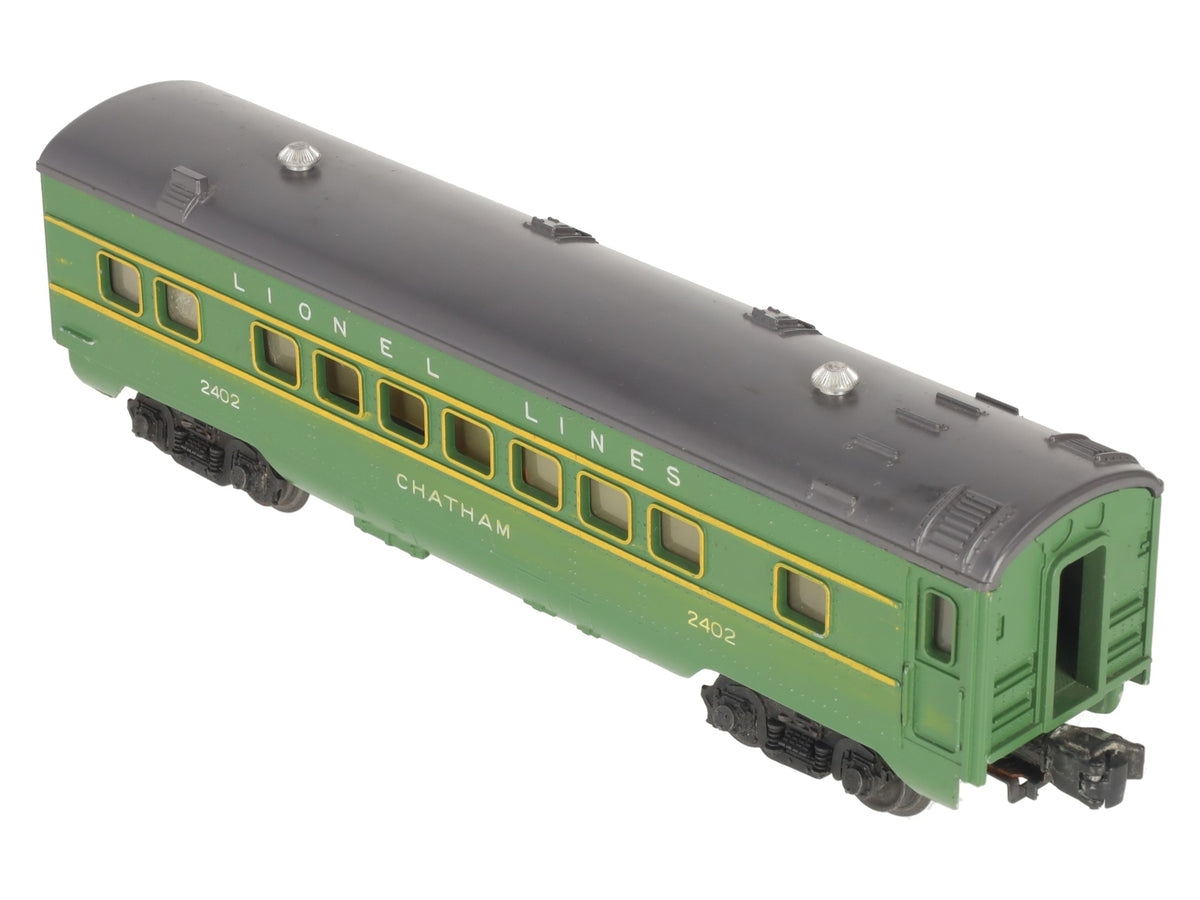 Lionel 2402 Vintage O Gauge Postwar Lionel Lines Green/Gray Chatham Pullman Car VG