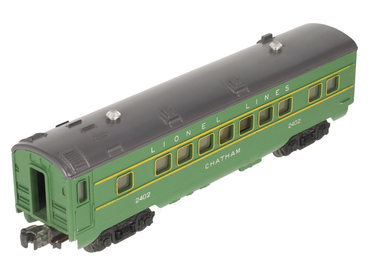 Lionel 2402 Vintage O Gauge Postwar Lionel Lines Green/Gray Chatham Pullman Car VG