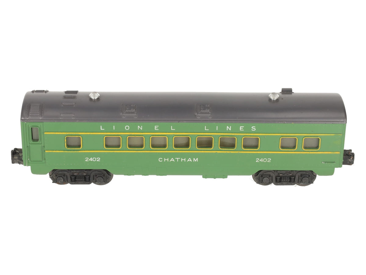 Lionel 2402 Vintage O Gauge Postwar Lionel Lines Green/Gray Chatham Pullman Car VG