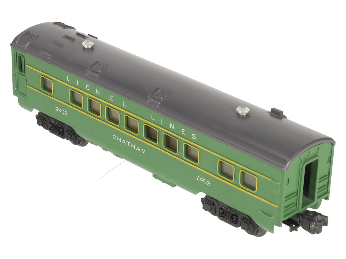 Lionel 2402 Vintage O Gauge Postwar Lionel Lines Green/Gray Chatham Pullman Car VG
