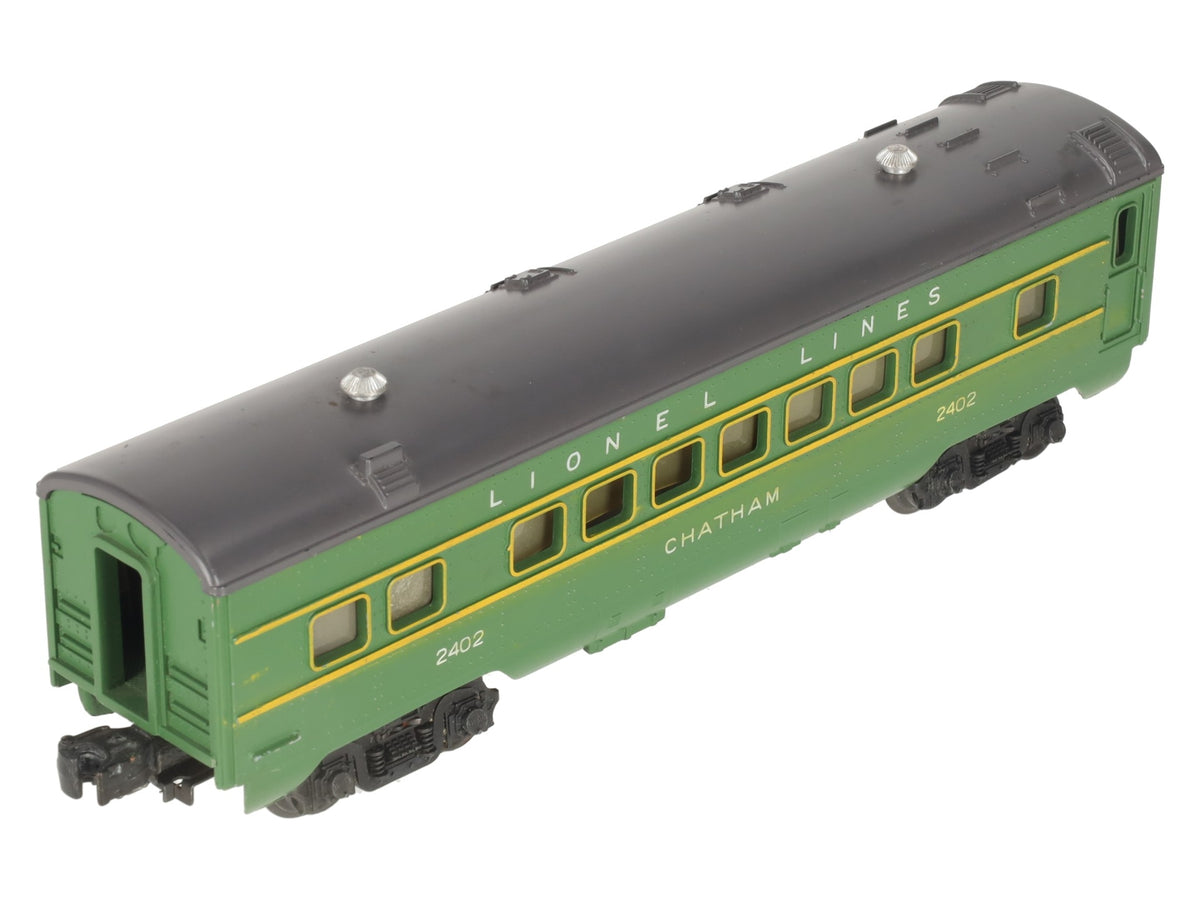 Lionel 2402 Vintage O Gauge Postwar Lionel Lines Green/Gray Chatham Pullman Car VG