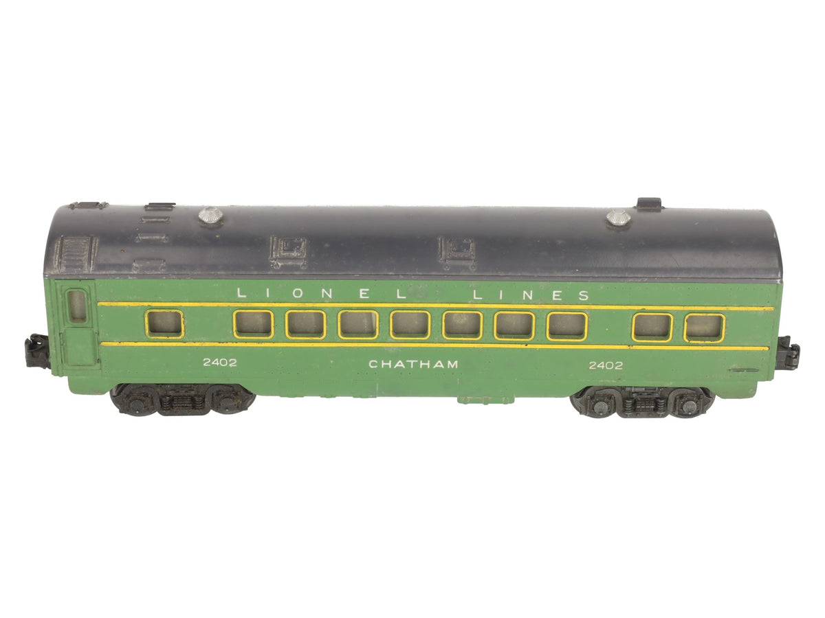 Lionel 2402 Vintage O Gauge Postwar Lionel Lines Green/Gray Chatham Pullman Car VG