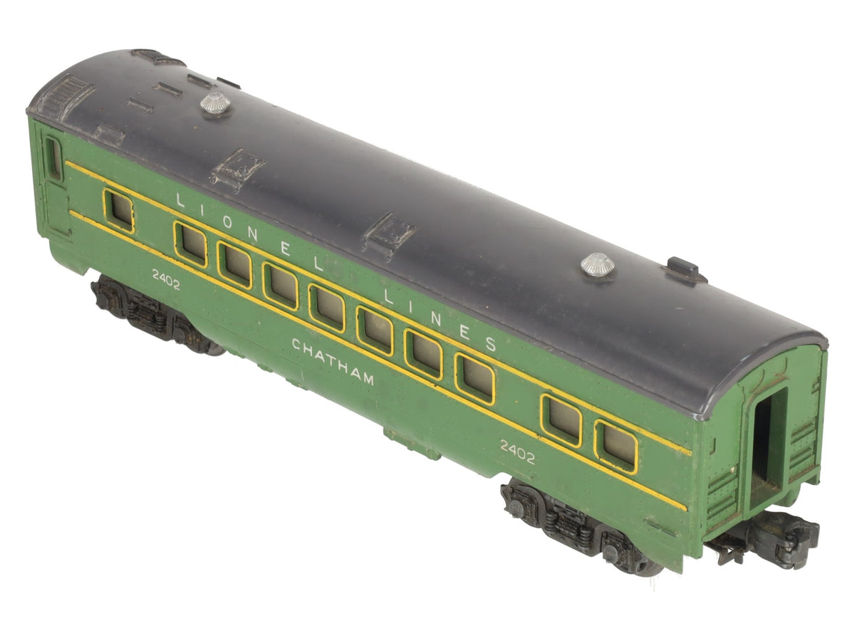 Lionel 2402 Vintage O Gauge Postwar Lionel Lines Green/Gray Chatham Pullman Car VG