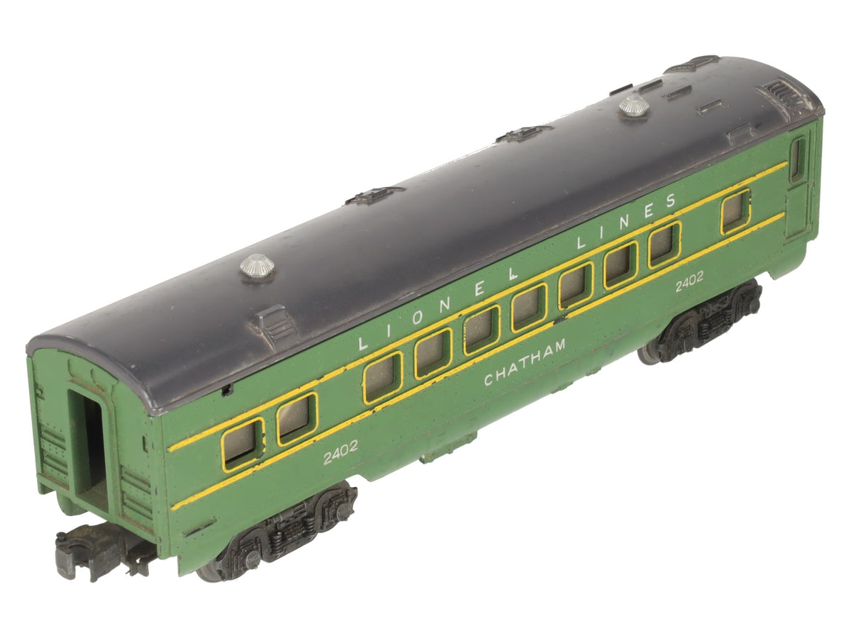 Lionel 2402 Vintage O Gauge Postwar Lionel Lines Green/Gray Chatham Pullman Car VG