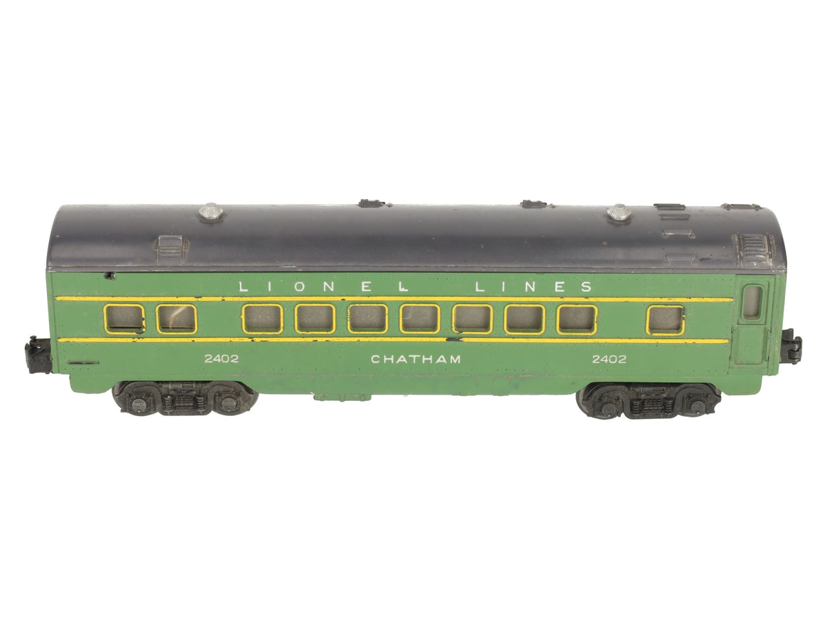 Lionel 2402 Vintage O Gauge Postwar Lionel Lines Green/Gray Chatham Pullman Car VG