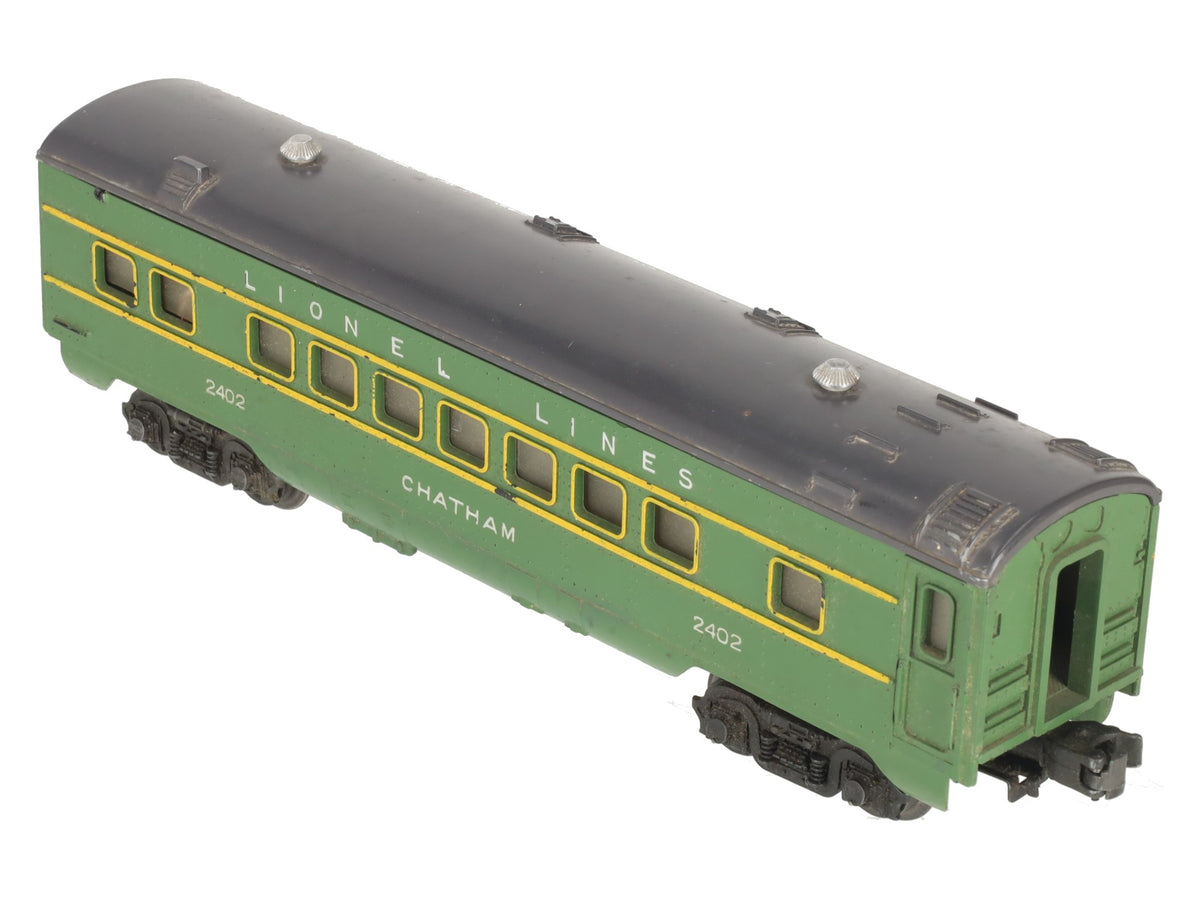 Lionel 2402 Vintage O Gauge Postwar Lionel Lines Green/Gray Chatham Pullman Car VG