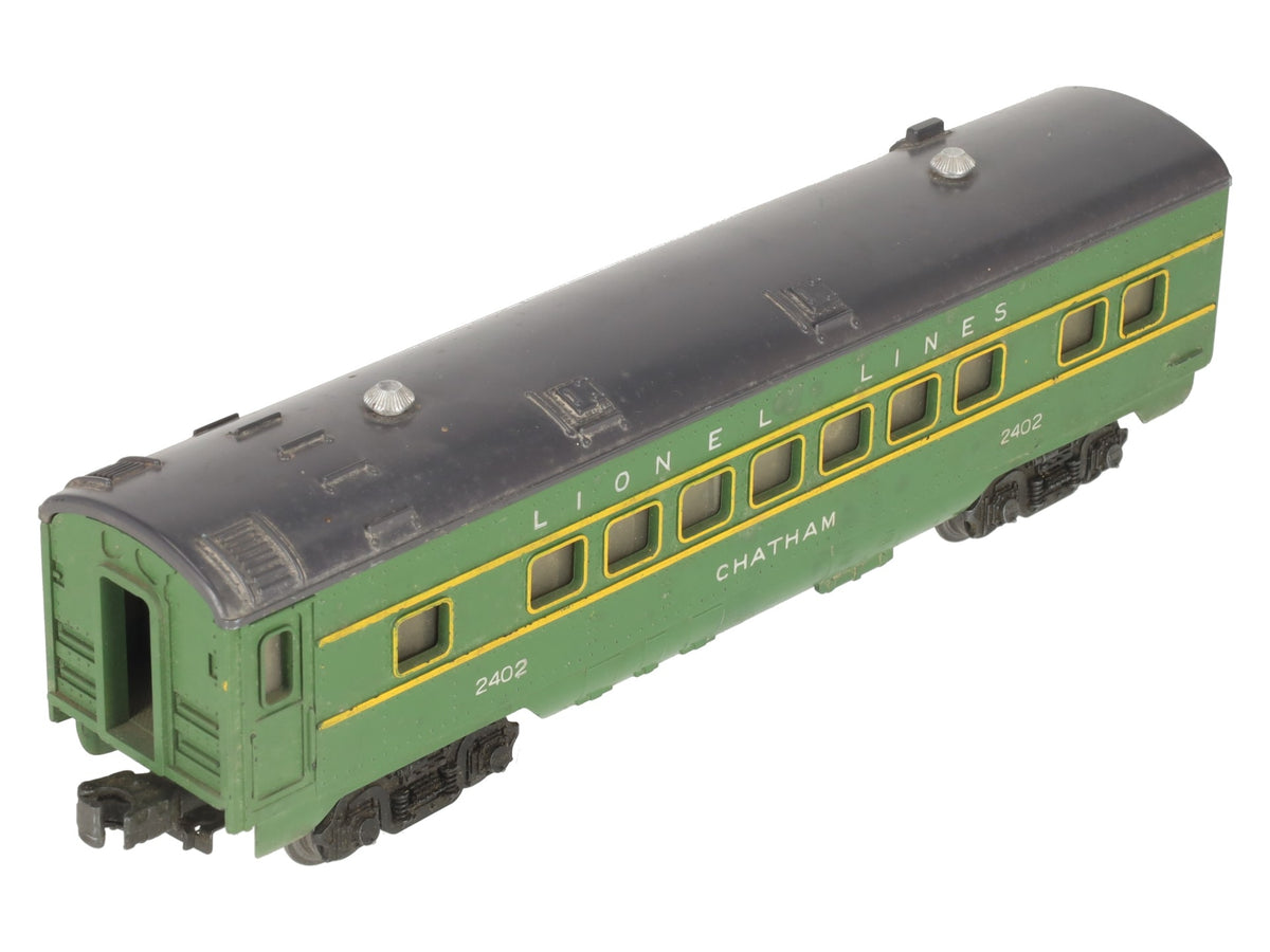 Lionel 2402 Vintage O Gauge Postwar Lionel Lines Green/Gray Chatham Pullman Car VG