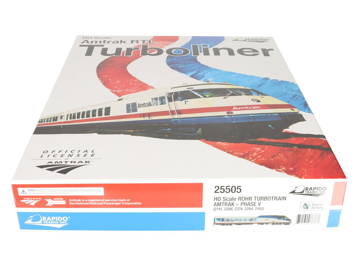 Rapido Trains 025005 HO Amtrak Phase V RTL Turboliner Passenger Car (Set of 5) NIB